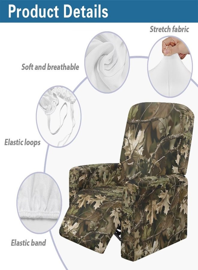 Talayituse Hunting Camo Print Recliner Chair Covers, Stretch Recliner Cover with Elastic Bottom, Soft Lazy Boy Reclining Rocker Slipcover for Living Room - Image 4